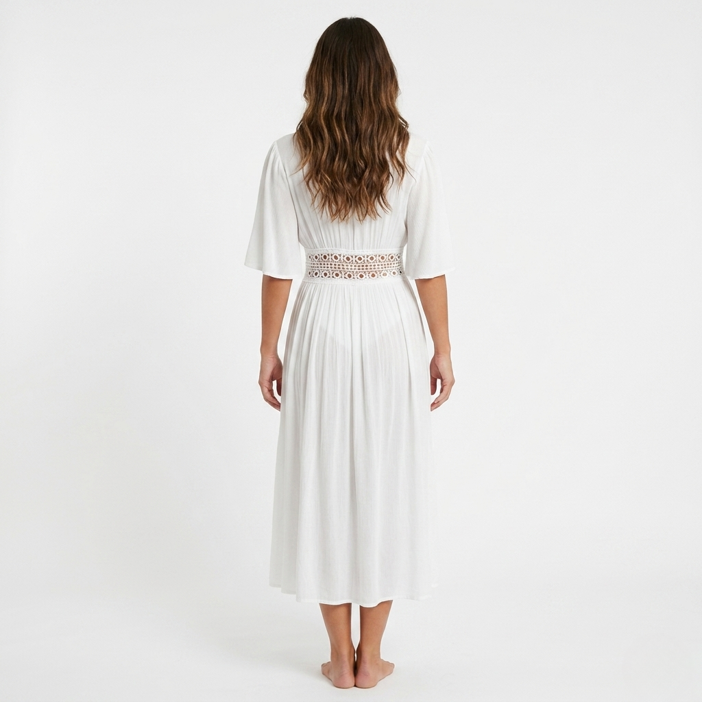 Women's Cover-Up Tie Waist Maxi Dress - Breathable Weave