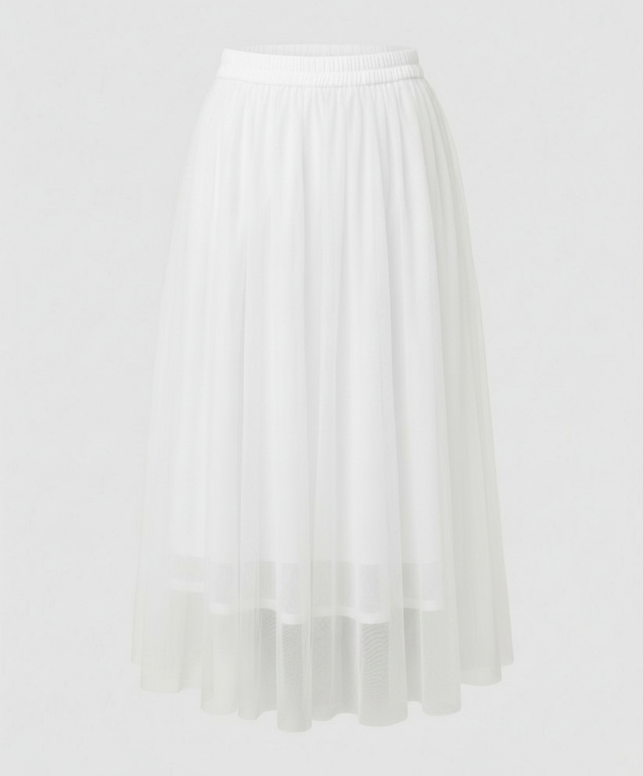 Women's High Waisted Midi Skirt - Soft Layered Tulle Style