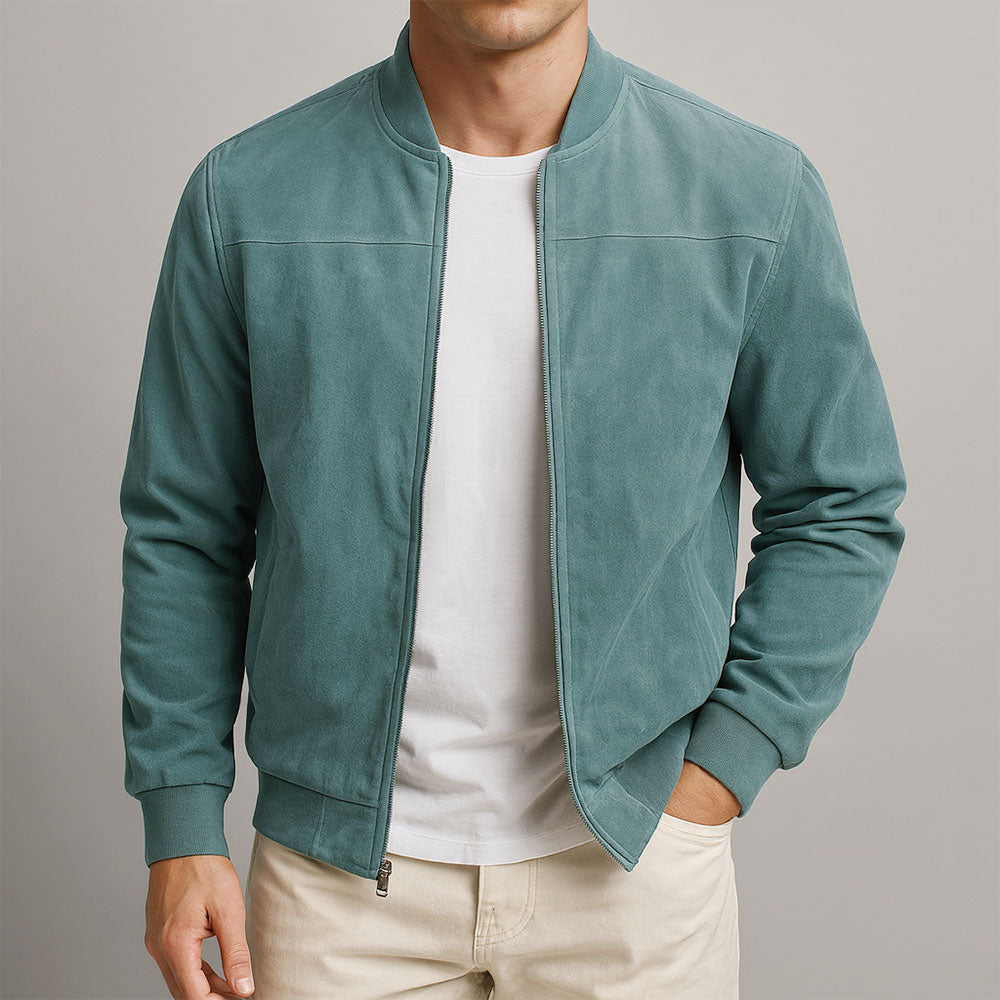 Men's Bomber Jacket Stand Collar Zip Comfortable Modern Fit