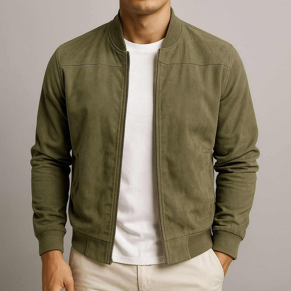 Men's Bomber Jacket Stand Collar Zip Comfortable Modern Fit