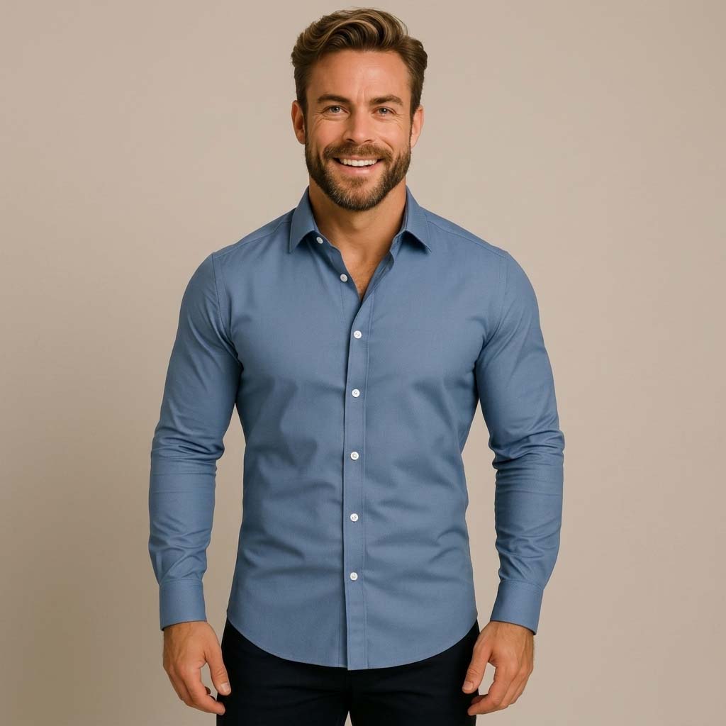 Men's Long-Sleeved Button Down Shirt - Wrinkle-Free Finish