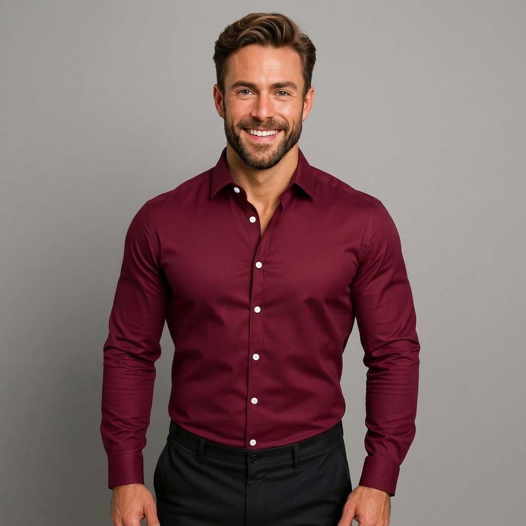 Men's Long-Sleeved Button Down Shirt - Wrinkle-Free Finish