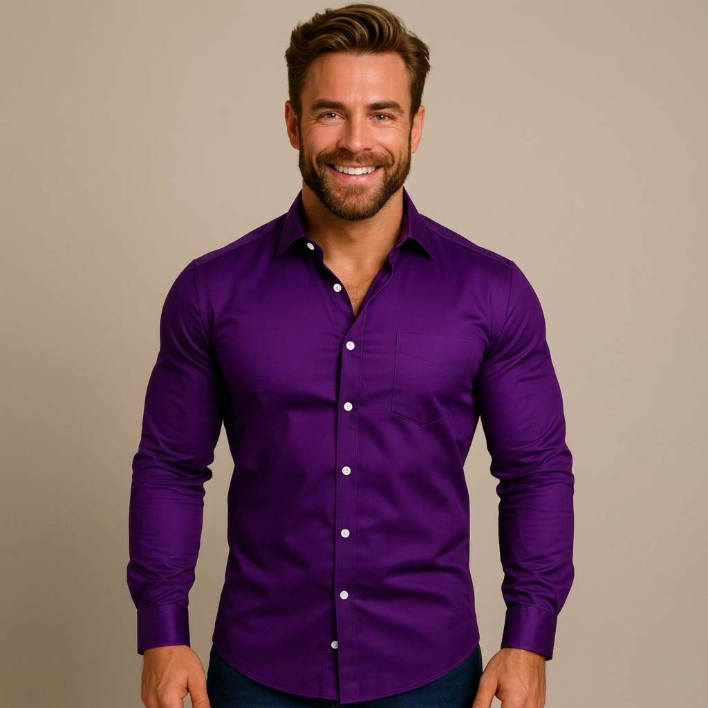 Men's Long-Sleeved Button Down Shirt - Wrinkle-Free Finish