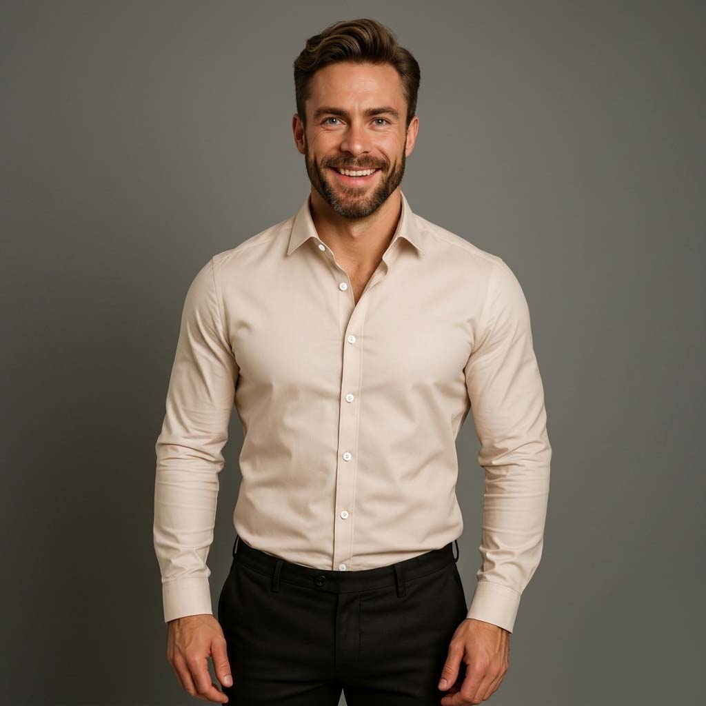Men's Long-Sleeved Button Down Shirt - Wrinkle-Free Finish