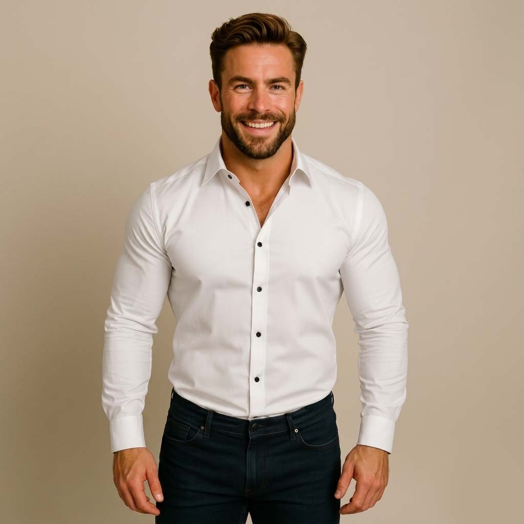 Men's Long-Sleeved Button Down Shirt - Wrinkle-Free Finish