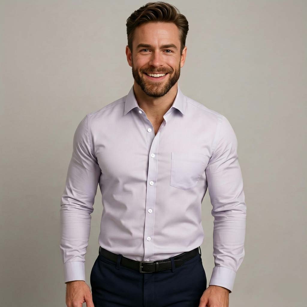 Men's Long-Sleeved Button Down Shirt - Wrinkle-Free Finish