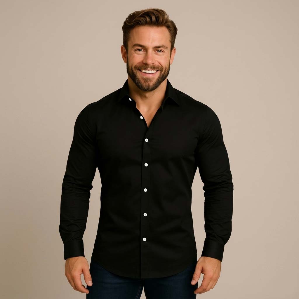 Men's Long-Sleeved Button Down Shirt - Wrinkle-Free Finish