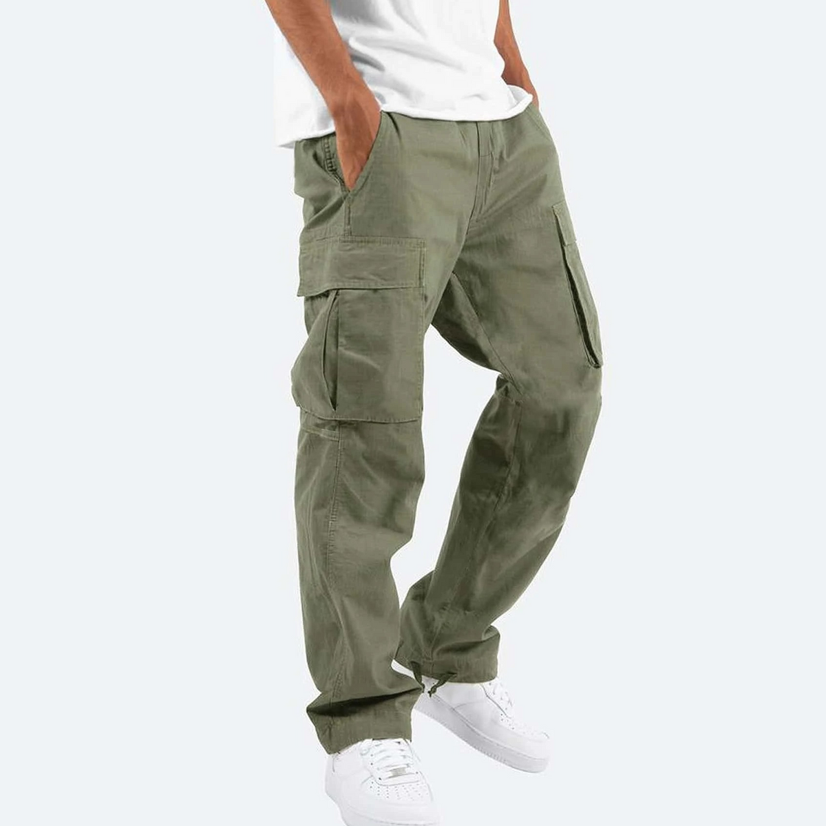 Men's Relaxed Fit Cargo Trousers Utility Multi Pocket Combat