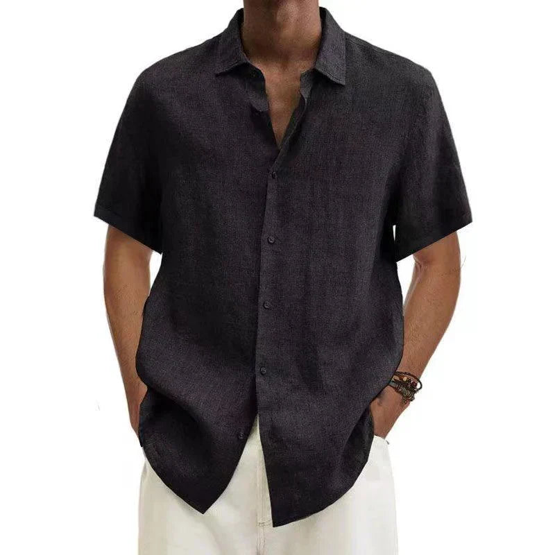 Men's Short Sleeve Button Down Shirt - Lightweight Linen