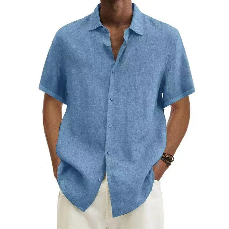 Men's Short Sleeve Button Down Shirt - Lightweight Linen
