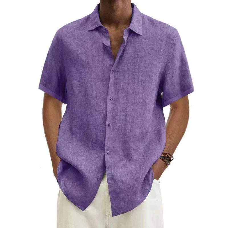 Men's Short Sleeve Button Down Shirt - Lightweight Linen