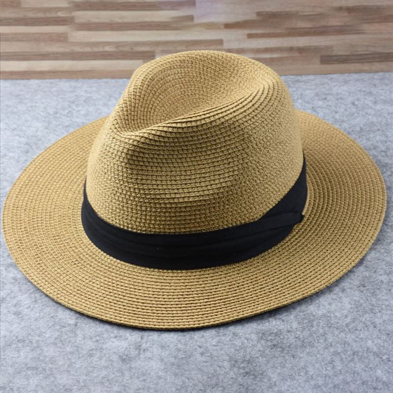 Unisex Wide Brim Panama Hat - Handcrafted with Contrast Band