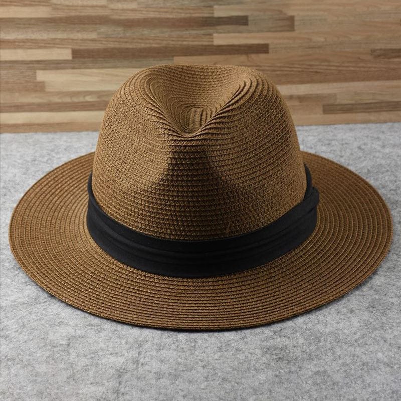 Unisex Wide Brim Panama Hat - Handcrafted with Contrast Band