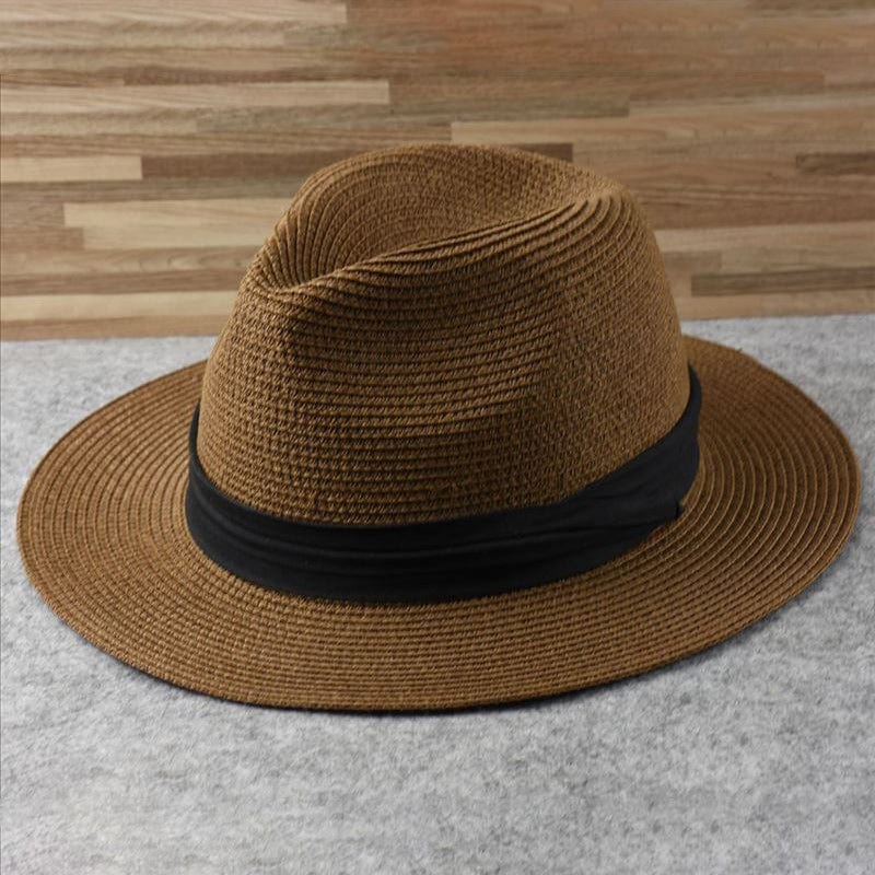 Unisex Wide Brim Panama Hat - Handcrafted with Contrast Band