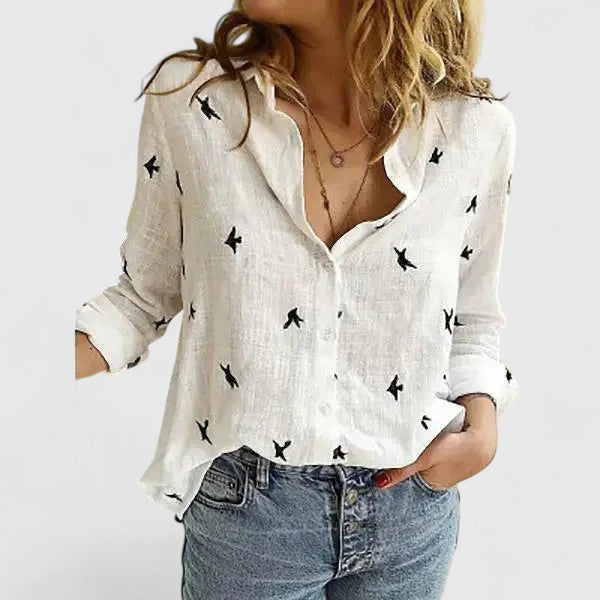 Women Linen Blouse Button Down Casual Summer Top