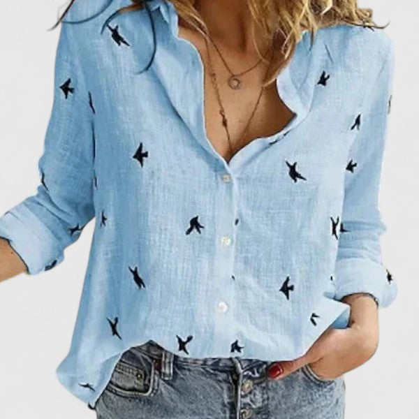 Women Linen Blouse Button Down Casual Summer Top