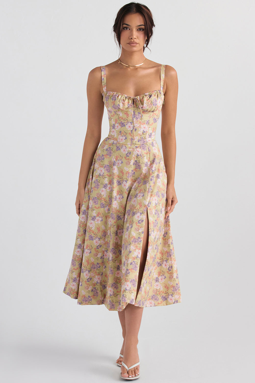 Women Midi Dress A Line Wedding Guest Dress Corset Bustier