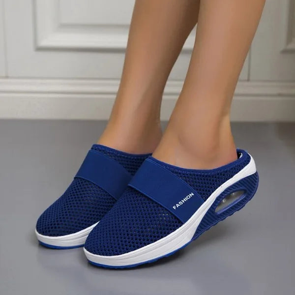 Women’s Backless Slip-On Sneakers - Lightweight Knit Weave