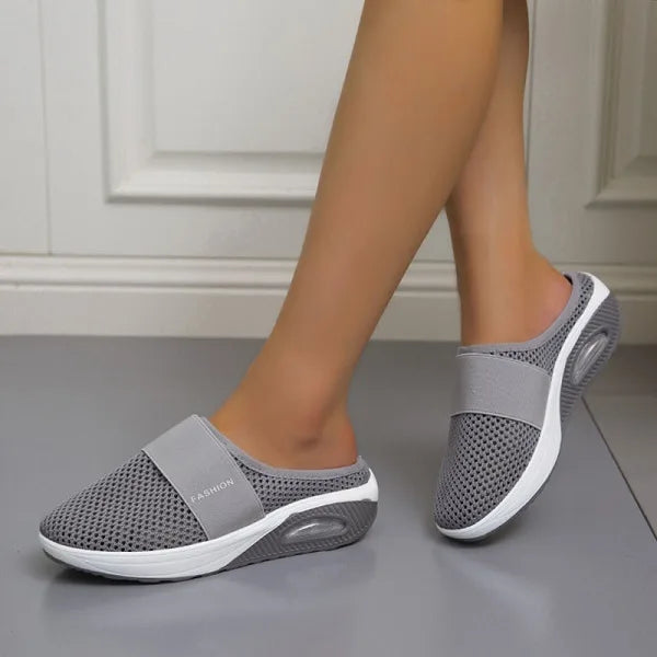 Women’s Backless Slip-On Sneakers - Lightweight Knit Weave
