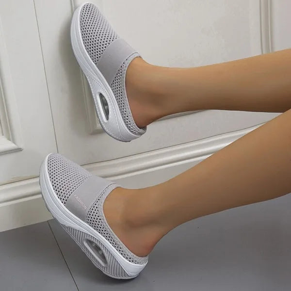 Women’s Backless Slip-On Sneakers - Lightweight Knit Weave