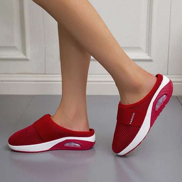 Women’s Backless Slip-On Sneakers - Lightweight Knit Weave
