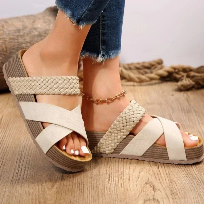 Women's Comfortable Sandals Orthopedic Platform Woven Mules