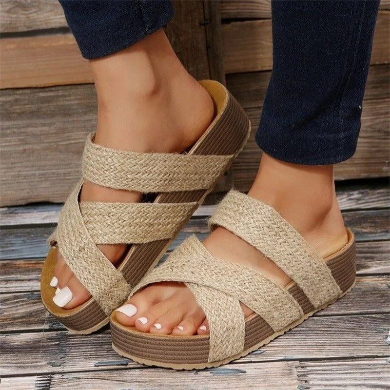 Women's Comfortable Sandals Orthopedic Platform Woven Mules