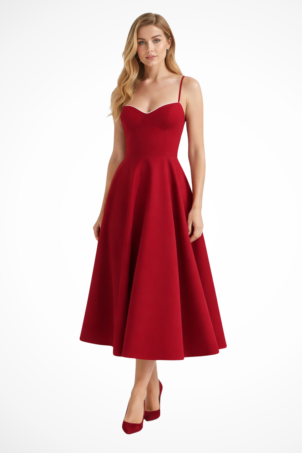 Women's Corset Midi Dress Sweetheart Wedding Guest A Line