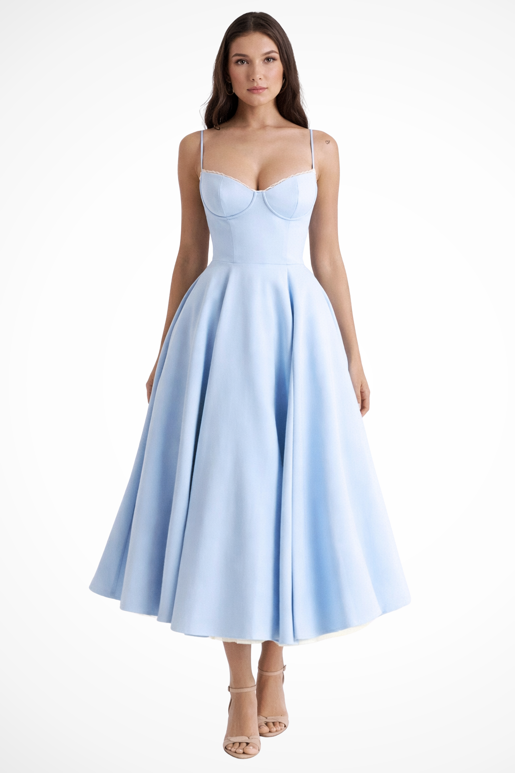 Women's Corset Midi Dress Sweetheart Wedding Guest A Line