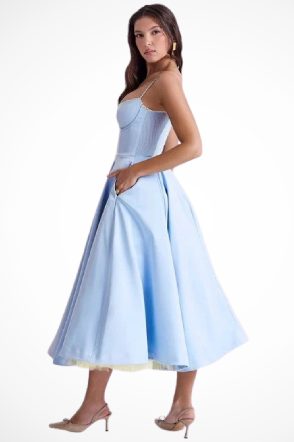 Women's Corset Midi Dress Sweetheart Wedding Guest A Line