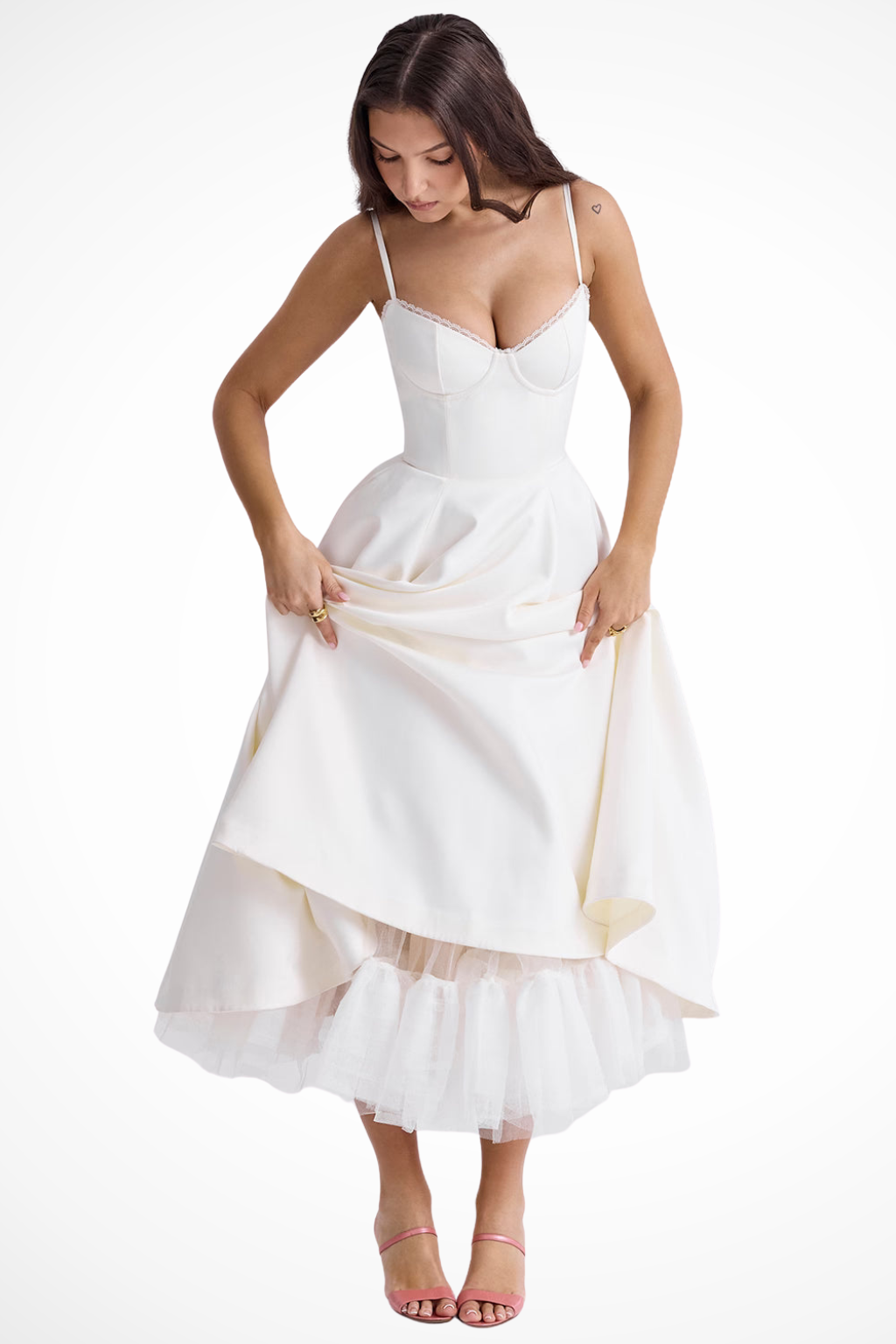 Women's Corset Midi Dress Sweetheart Wedding Guest A Line