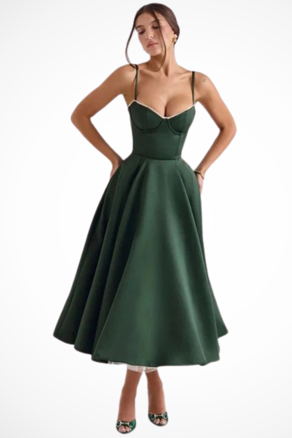 Women's Corset Midi Dress Sweetheart Wedding Guest A Line