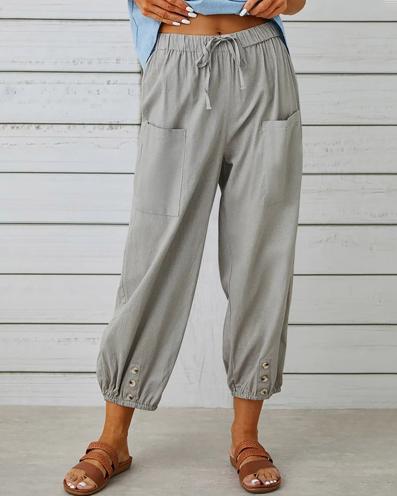 Women’s Cropped Capri Trousers - Lightweight Linen Weave