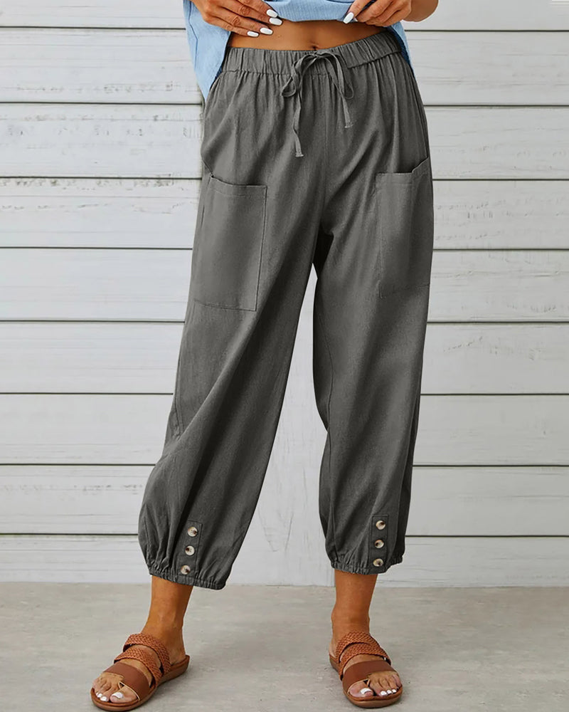Women’s Cropped Capri Trousers - Lightweight Linen Weave