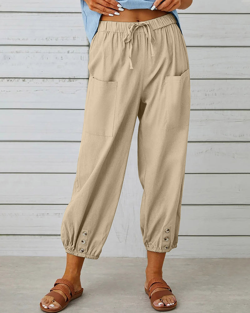 Women’s Cropped Capri Trousers - Lightweight Linen Weave