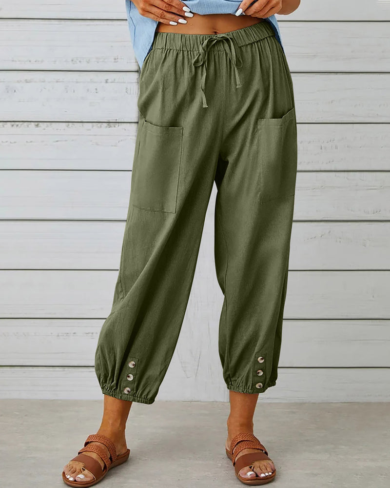 Women’s Cropped Capri Trousers - Lightweight Linen Weave