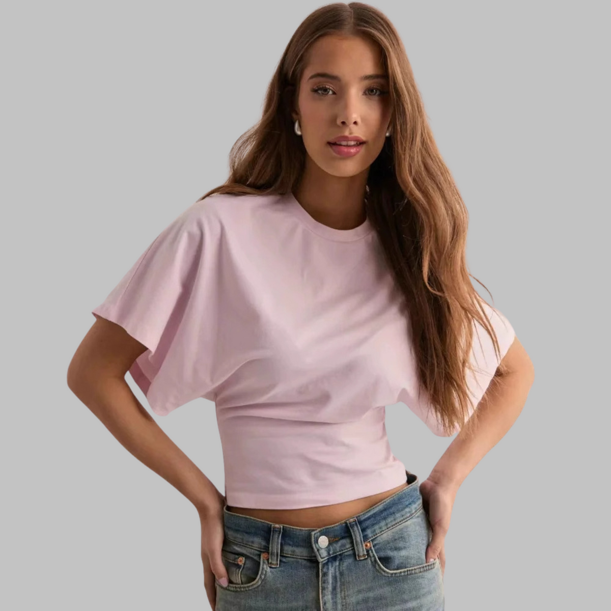 Women's Fitted T-Shirt Half Sleeve Round Neck Top