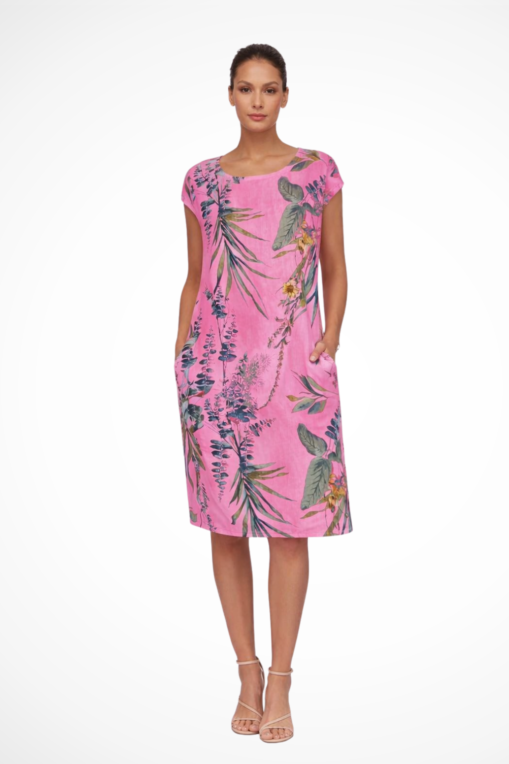 Women's Floral Midi Dress Botanical Relaxed Summer