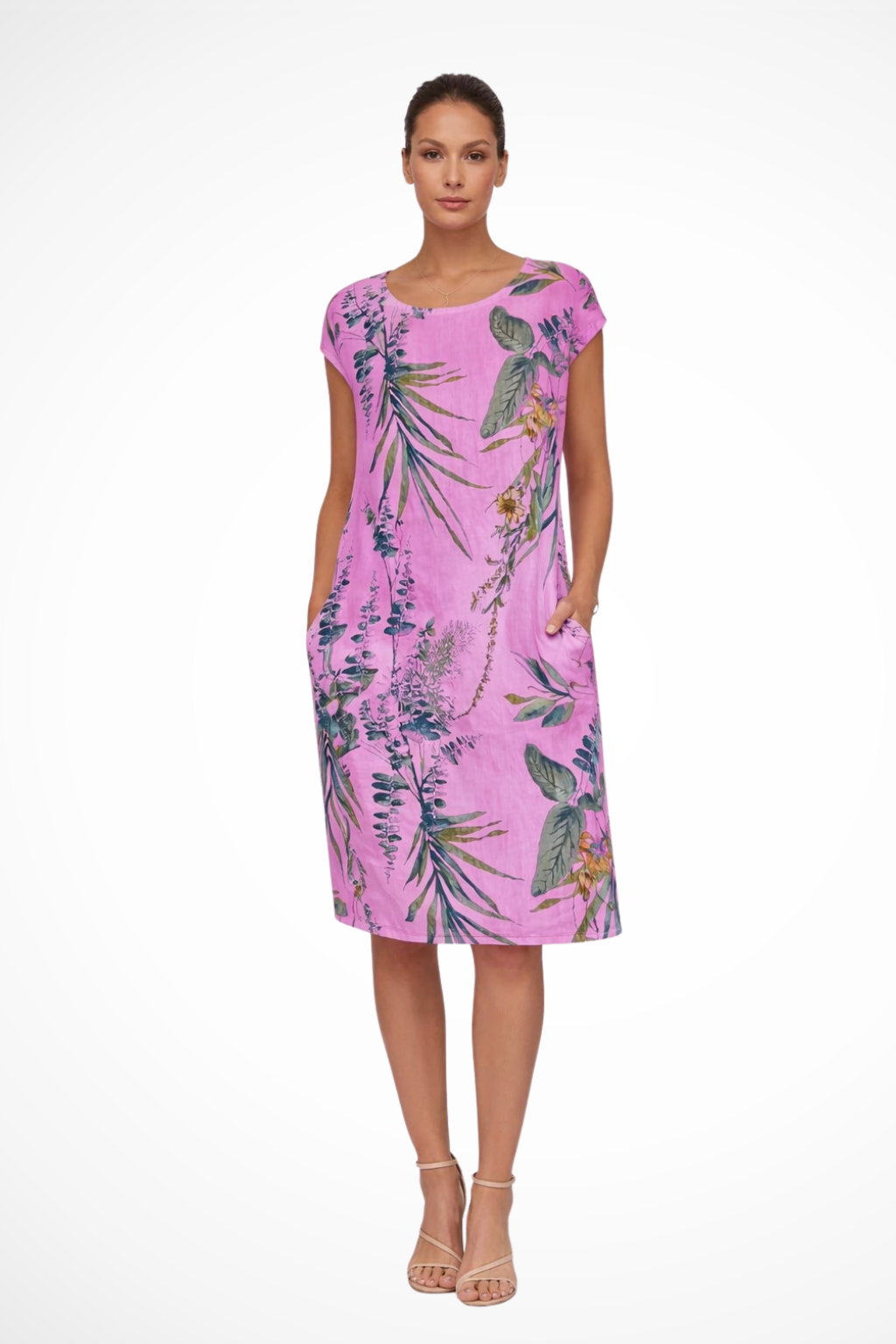 Women's Floral Midi Dress Botanical Relaxed Summer