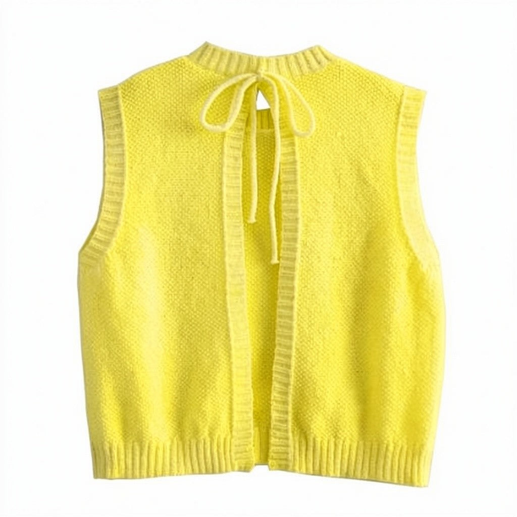 Women's Knit Summer Top Open Back Sleeveless Textured Vest