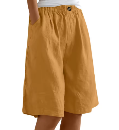 Women's Linen Shorts Wide Leg Elasticated Waist Summer