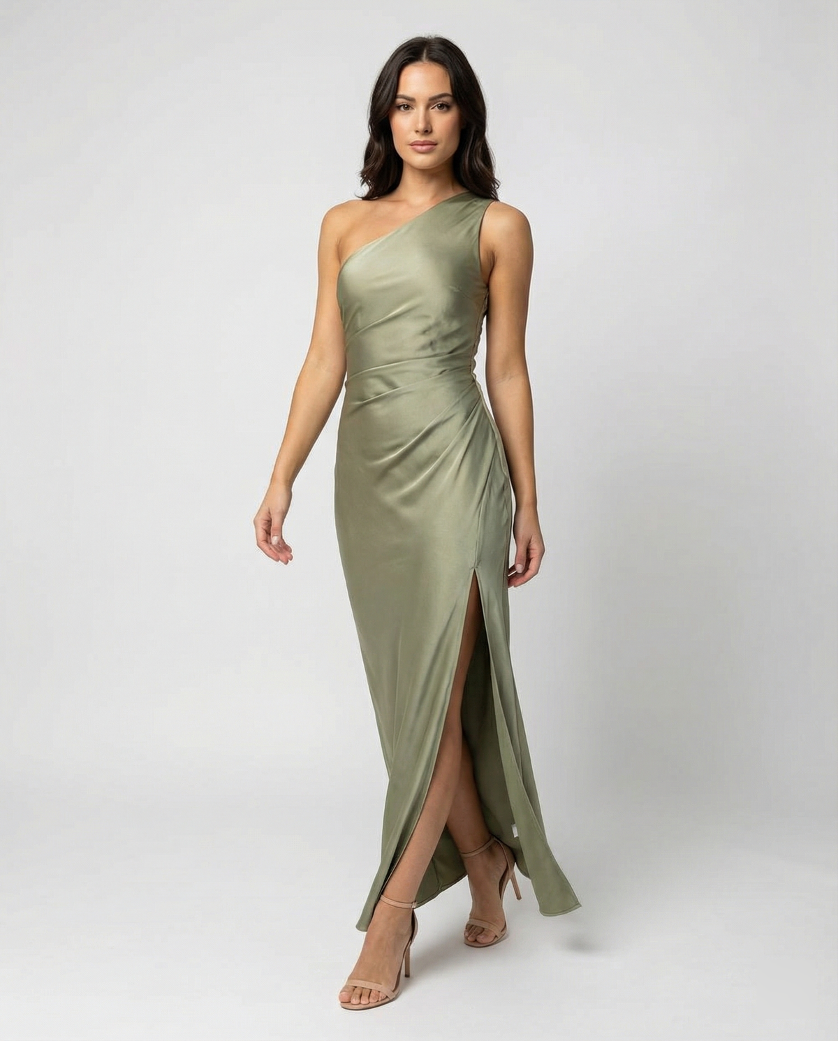 Women's Maxi Wedding Guest Dress - One-Shoulder Design