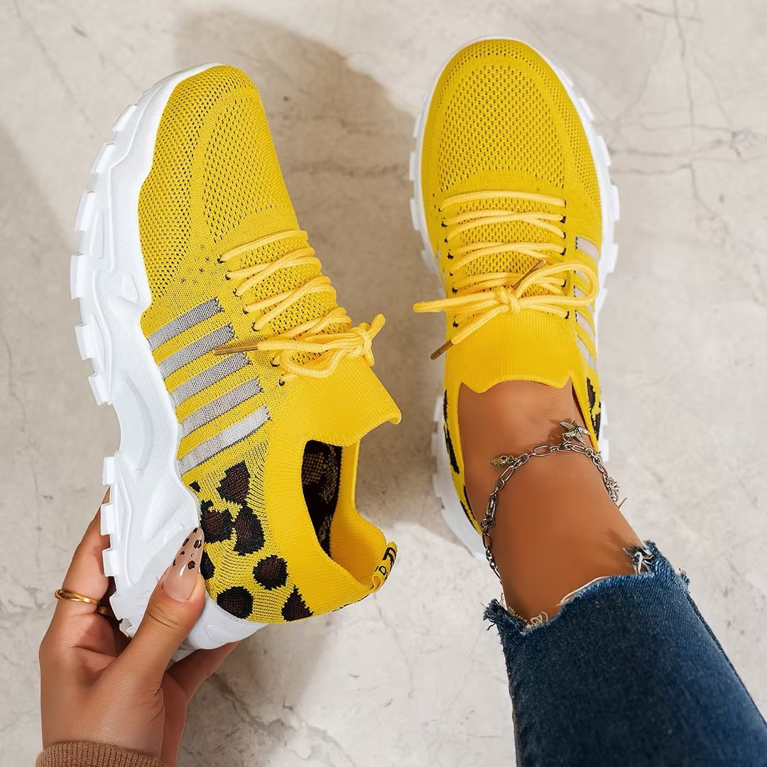 Women's Mesh Trainers - Lace-Up and Chunky Sole Detail