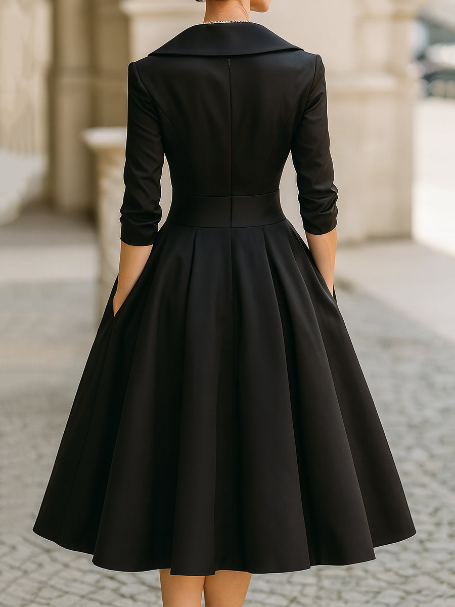 Women's Midi Dress Evening Cocktail Wrap Flare