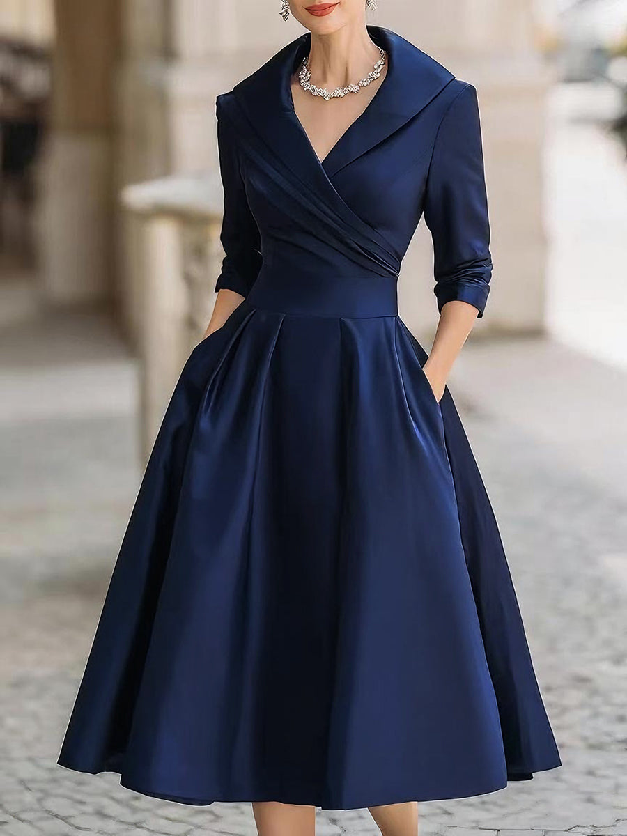 Women's Midi Dress Evening Cocktail Wrap Flare