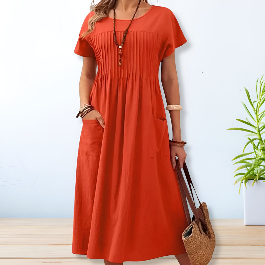 Women's Midi Dress Pleated Summer Holiday