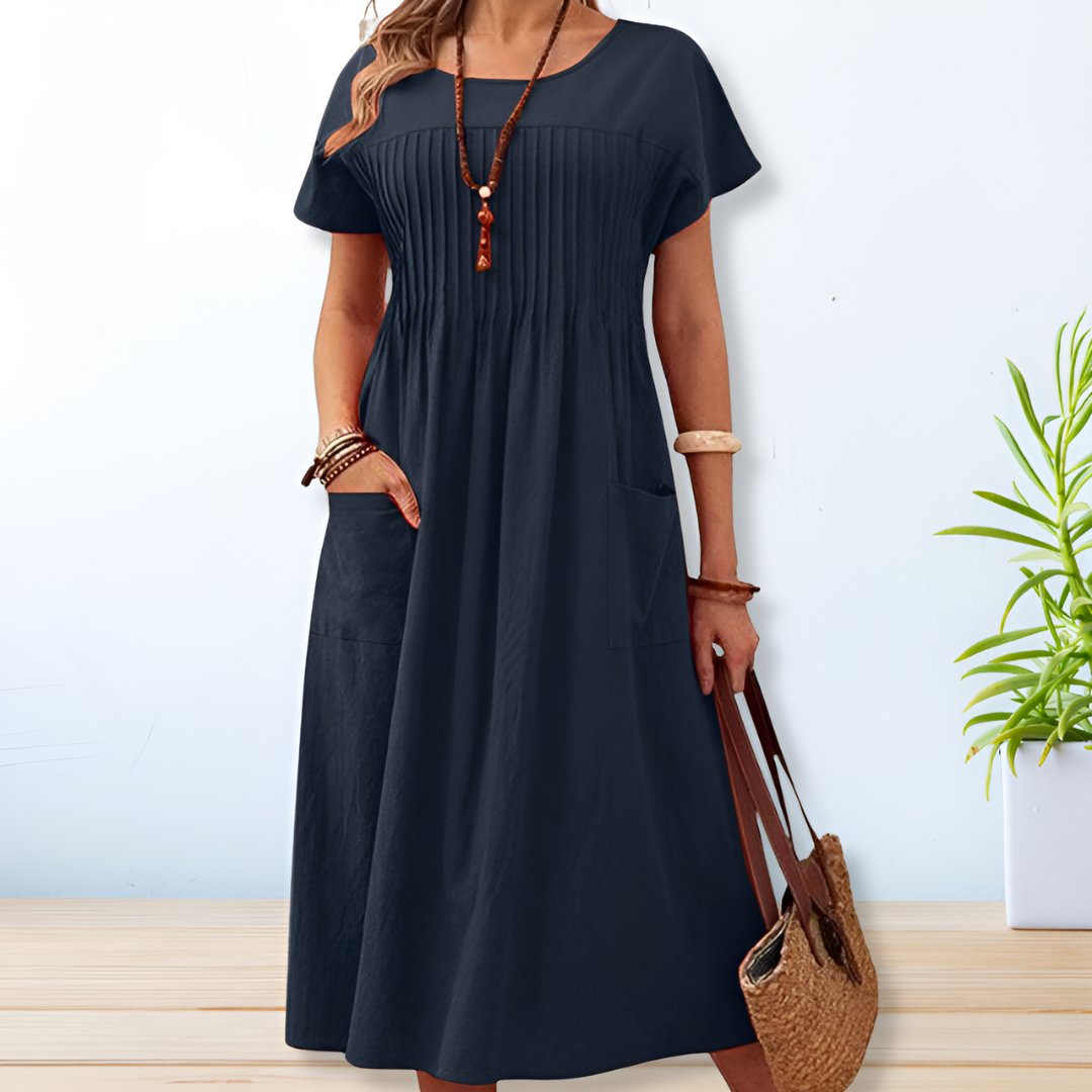 Women's Midi Dress Pleated Summer Holiday