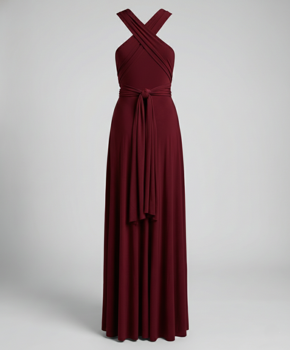 Women's Multiway Wrap Maxi Dress - V-Neck and Versatile Tie Design