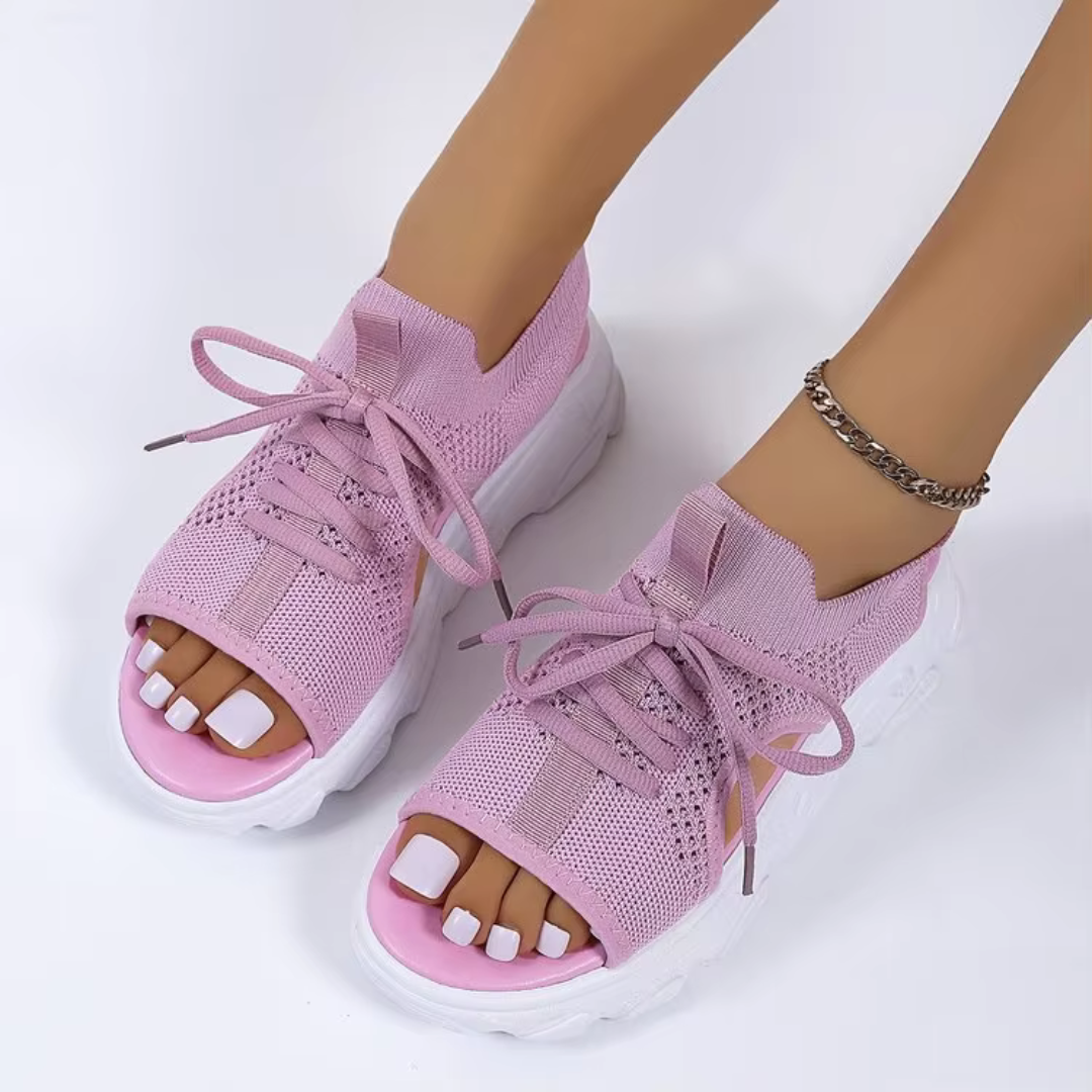 Women's Orthopedic Sandals Active Lace Up Open Toe Sports Wedge Shoes