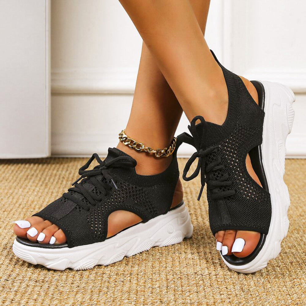 Women's Orthopedic Sandals Active Lace Up Open Toe Sports Wedge Shoes